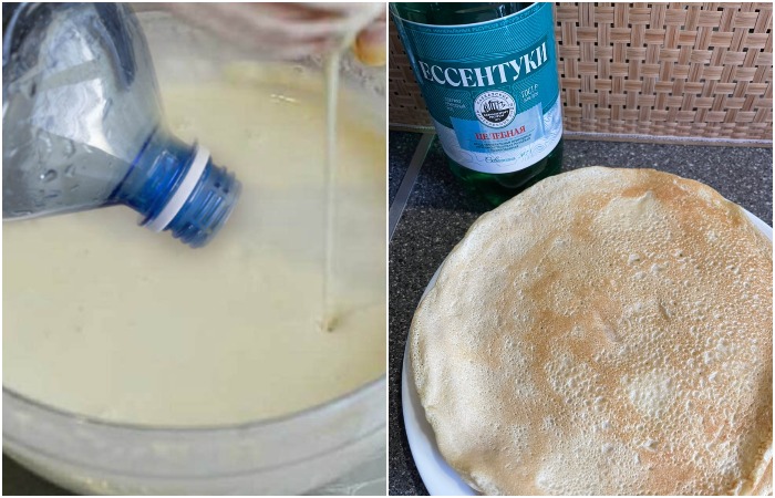 Минералка сделает блины красивыми и ажурными