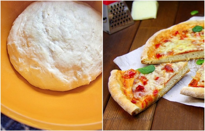 Бездрожжевое тесто на кефире подходит для фанатов тонкой пиццы