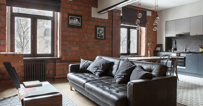 В интерьере в стиле лофт делайте акцент на диван