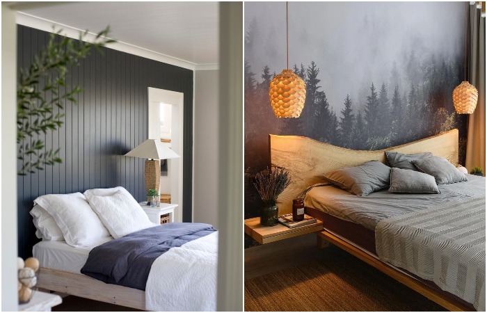 Вам помогут акцентные обои, изголовье и светильники