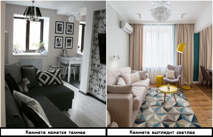 Светлые оттенки делают комнату больше