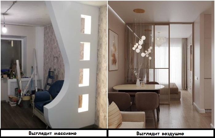 Используйте стеклянную перегородку вместо гипсокартона