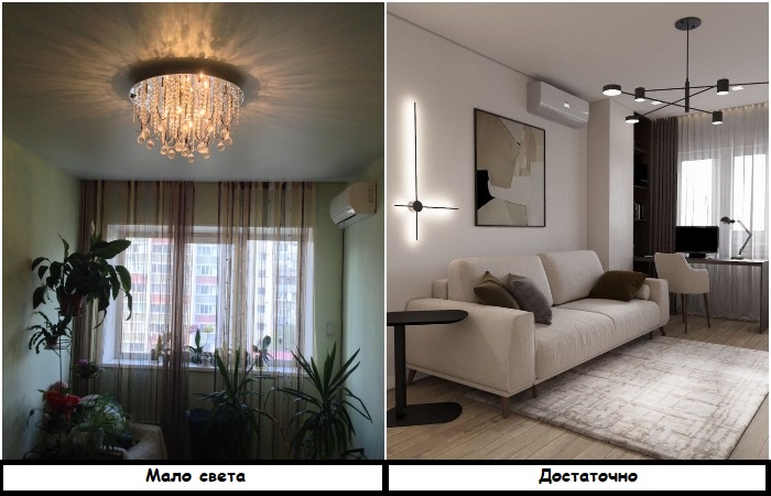 В комнате должно быть несколько светильников