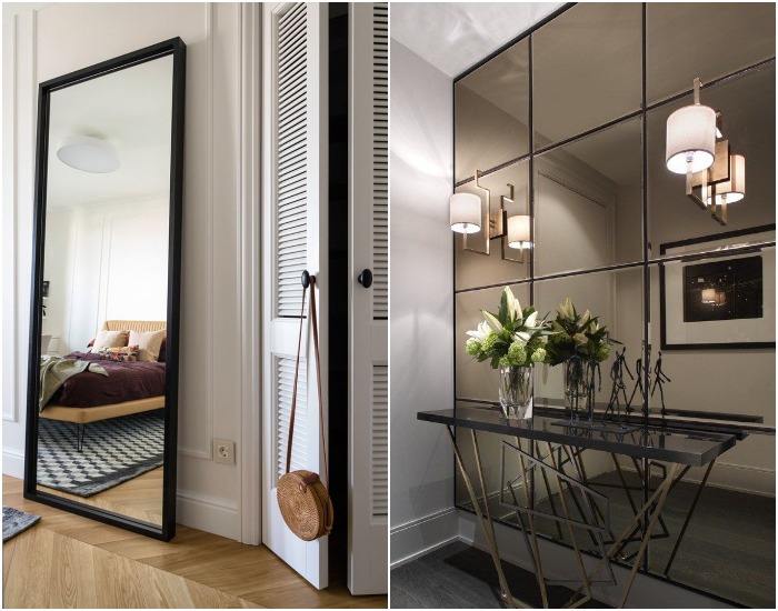 Поставьте зеркало на пол или оформите зеркальное панно