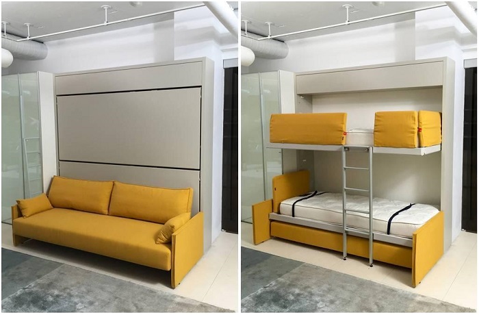 Диван превращается в двухъярусную кровать