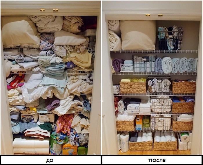 Шкаф до и после расхламления