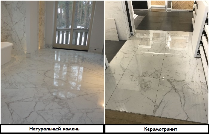 Визуально керамогранит сложно отличить от натурального камня