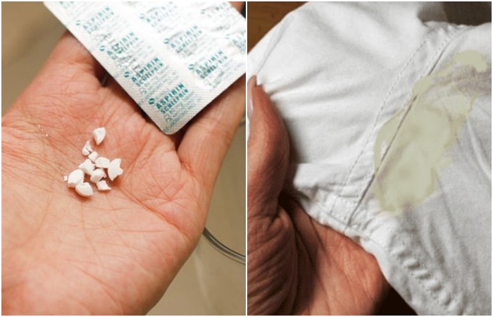 Растворите аспирин в воде и нанесите на желтое пятно