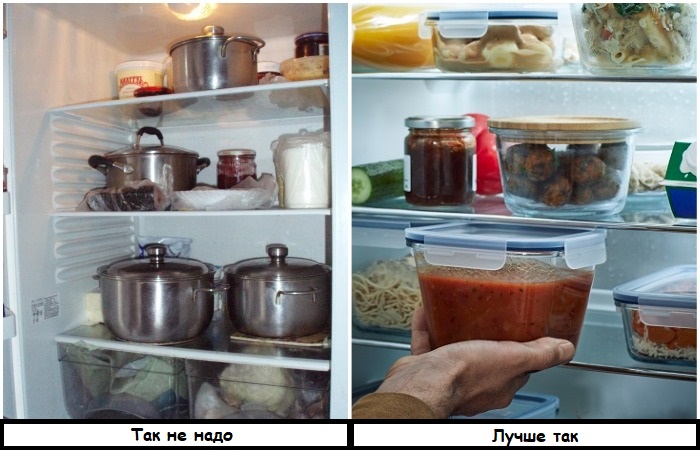 Перекладывайте продукты и блюда в контейнеры