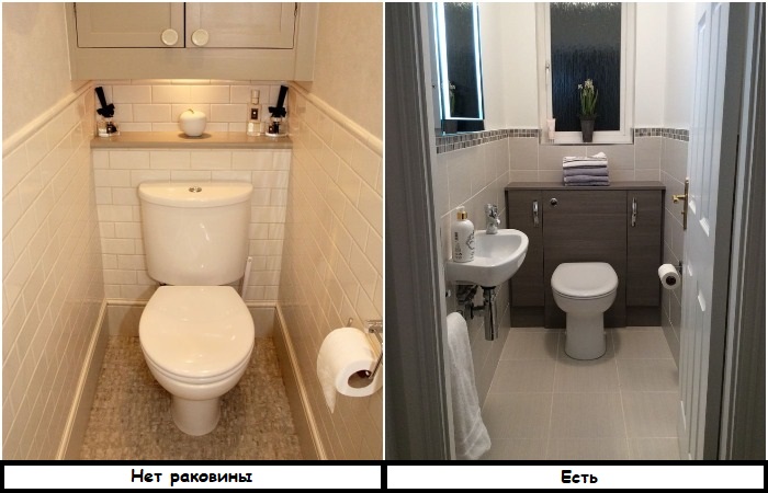 Даже в маленьком туалете найдется место для раковины