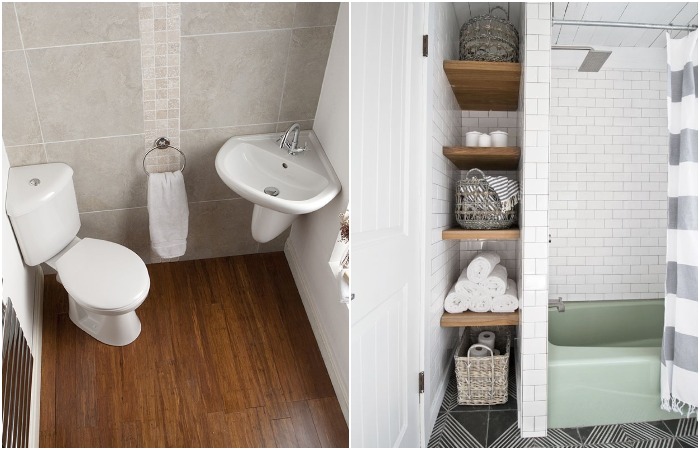 Займите угол полками или сантехникой