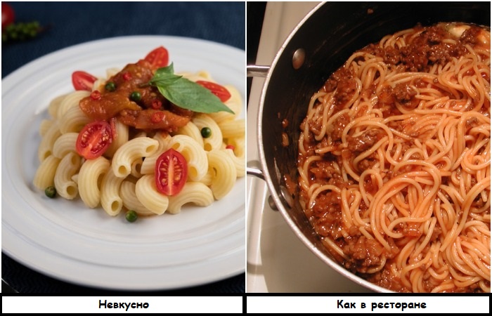 Перемешивайте макароны с соусом в сковороде