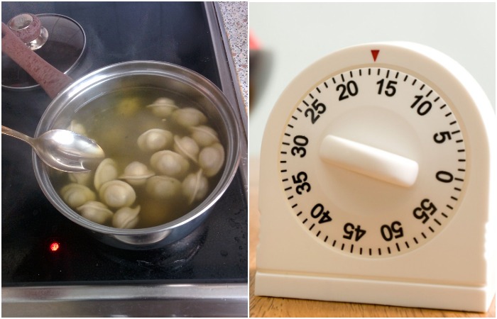 Заведите таймер, чтобы четко понимать, сколько варятся пельмени