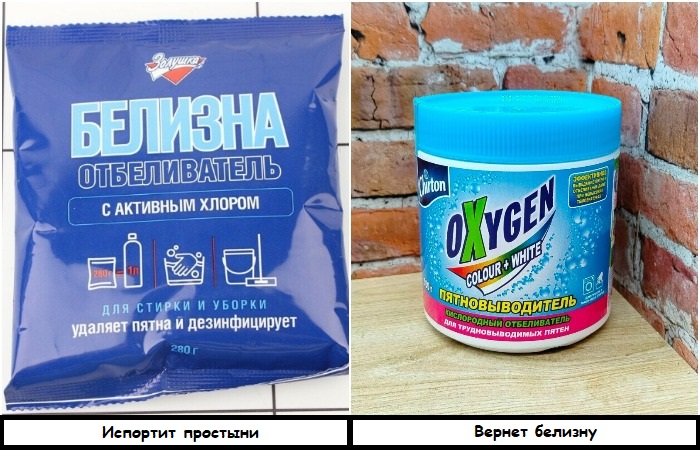 Кислородный отбеливатель гораздо безопаснее для ткани Кислородный отбеливатель гораздо безопаснее для ткани