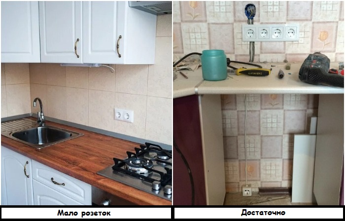 Двух розеток над столешницей может быть мало Двух розеток над столешницей может быть мало