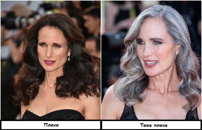 Энди Макдауэлл увлекается окрашиванием в один тон