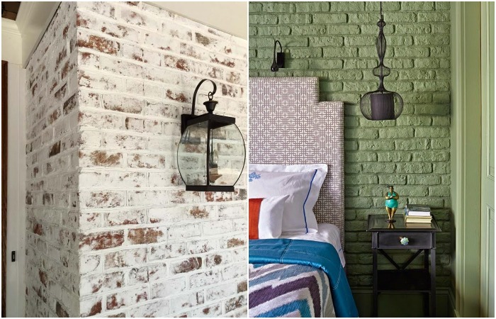 Покрасьте кирпич полностью или «мазками»