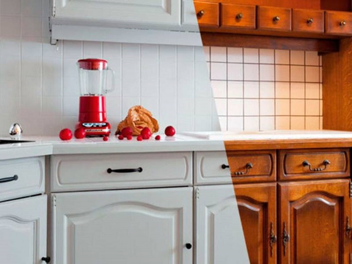 Покрасьте старый фартук на кухне. / Фото: media-digital.ru