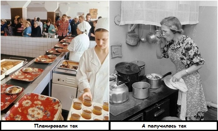 Планировалось, что люди будут есть в столовых Планировалось, что люди будут есть в столовых