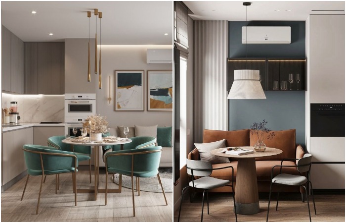 Используйте яркие стулья или акцентную стену Используйте яркие стулья или акцентную стену