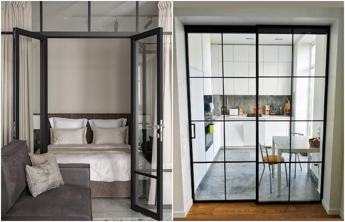 Двери могут быть раздвижными или распашными Двери могут быть раздвижными или распашными