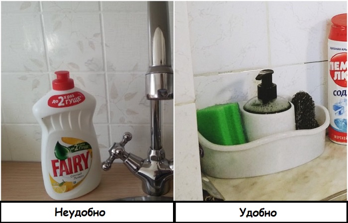 Флаконом с дозатором удобнее пользоваться в процессе мытья посуды