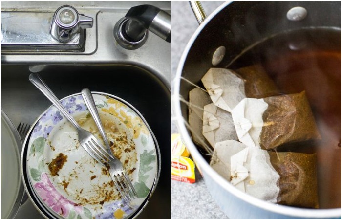 Замочите посуду в чайной заварке