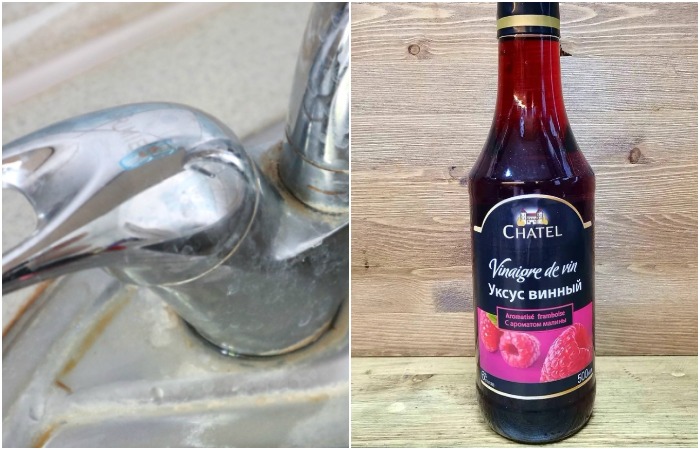 Винный уксус убирает налет за пару минут