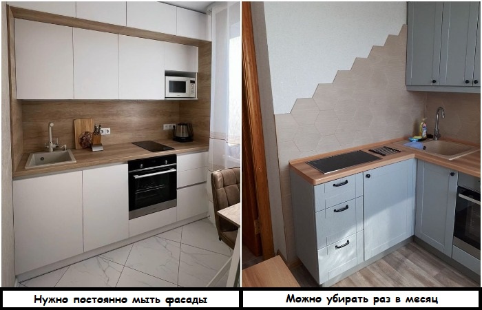 Фасады без ручек быстро пачкаются