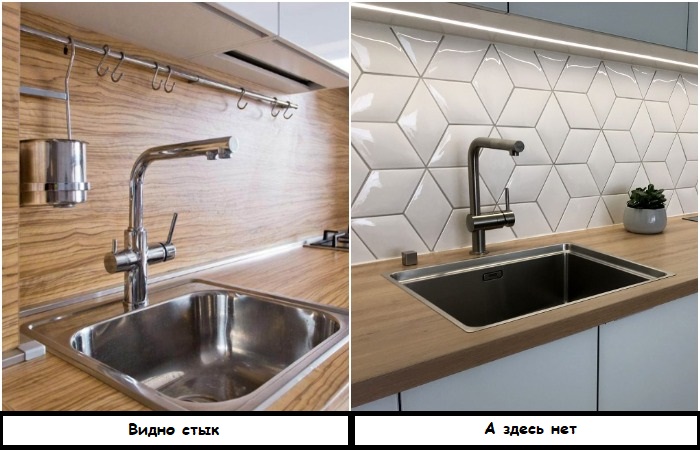 Пусть материалы столешницы и фартука будут разными