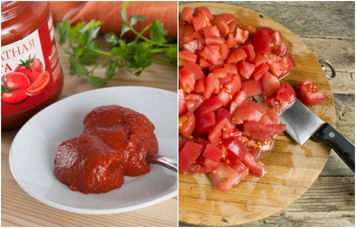 В помидорах и томатной пасте много кислоты