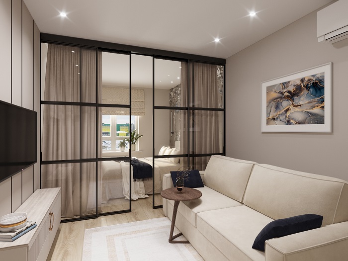 Интерьер однокомнатной квартиры в бежевых тонах. / Фото: nicole-decore.ru Интерьер однокомнатной квартиры в бежевых тонах. / Фото: nicole-decore.ru