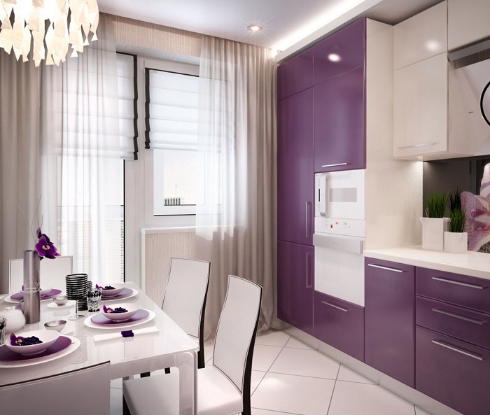 Фиолетовая кухня может быстро надоесть. / Фото: obzorkuhni.ru