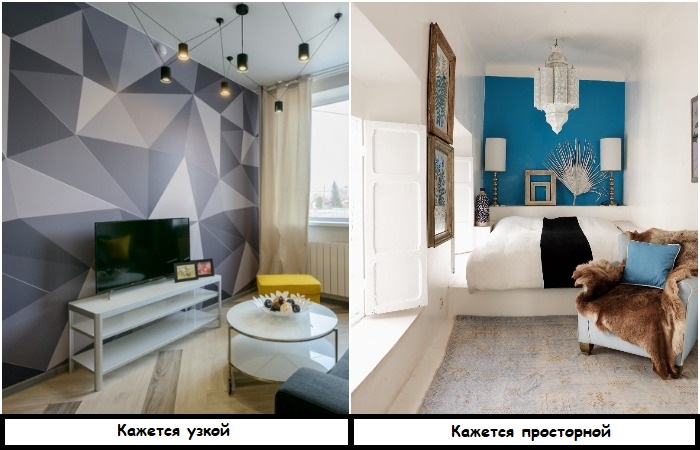 Акцентной должна быть короткая стена, а не длинная Акцентной должна быть короткая стена, а не длинная