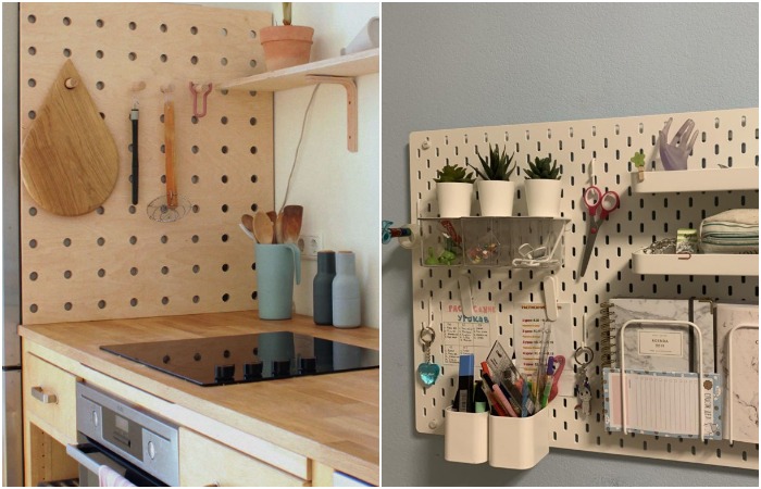 Пегборд пригодится и на кухне, и в зоне рабочего стола