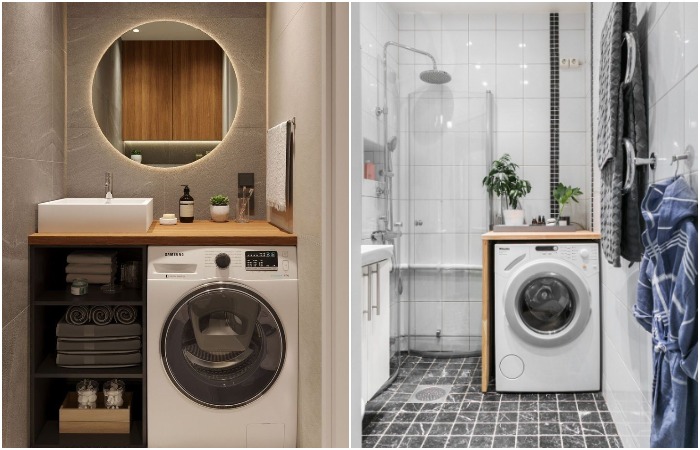 Установите полку на стиральной машине