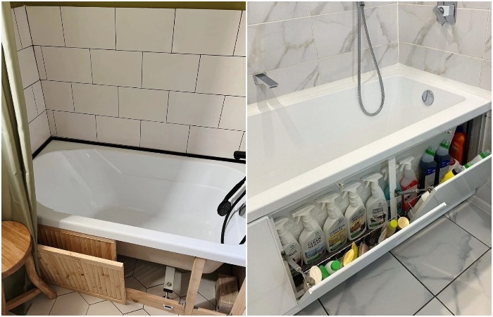 Закройте место под ванной экраном