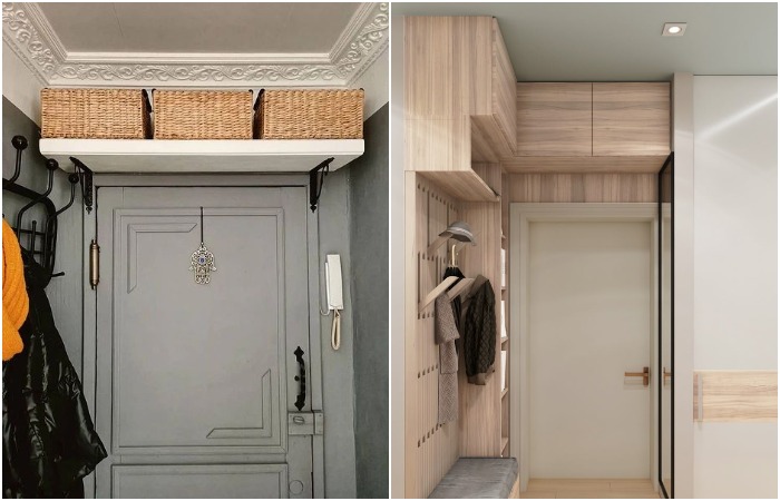 Над дверью может быть полка или полноценный шкафчик