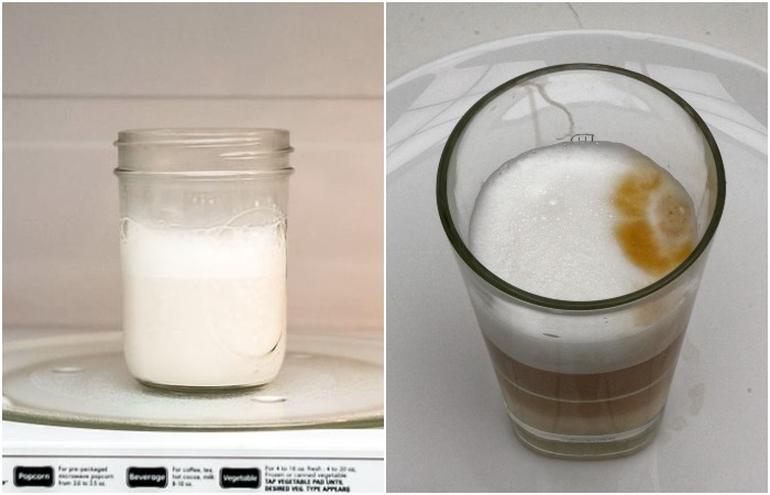 Взбейте молоко в банке и поставьте в микроволновку Взбейте молоко в банке и поставьте в микроволновку