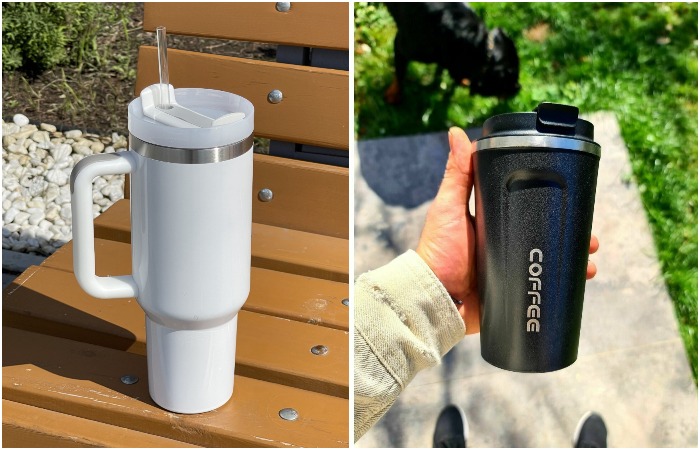 Термокружка может быть с ручкой или без