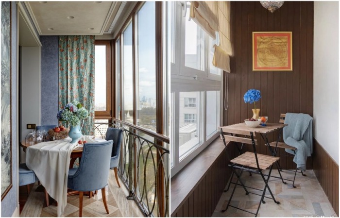 Столовой на застекленном и утепленном балконе можно пользоваться весь год