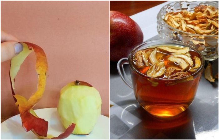 Можно добавить яблочную кожуру прямо в заваренный чай для аромата