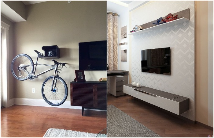 На стену можно повесить как телевизор, так и велосипед