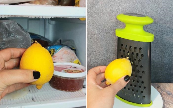 Заморозьте лимон и натрите его на терке. / Изображение: дзен-канал technotion