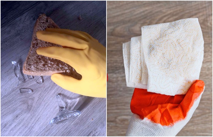 Используйте хлеб или бумажное полотенце