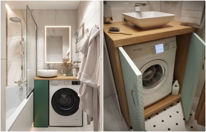 Стиральную машину можно спрятать или оставить на виду Стиральную машину можно спрятать или оставить на виду