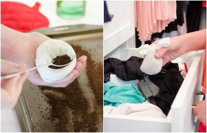 Заверните кофе в мешочек и положите в комод с одеждой