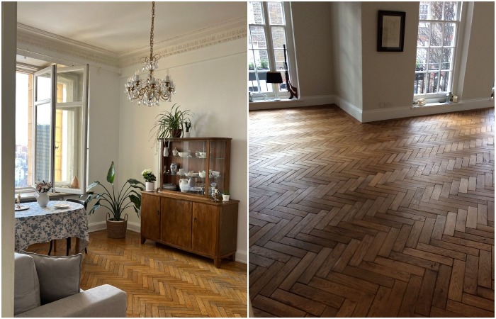 Паркет обычно укладывали елочкой