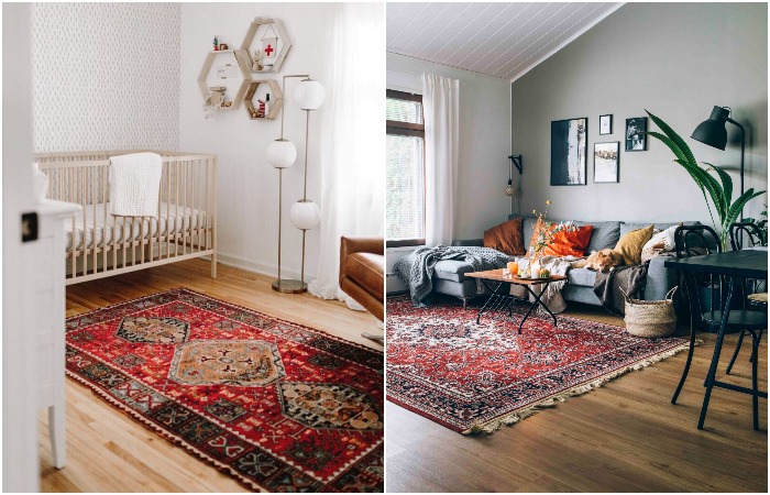 Ковер уместно смотрится в разных комнатах