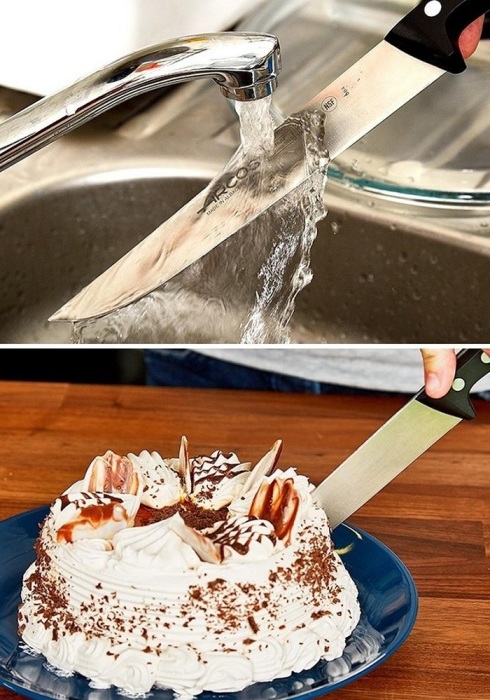 Перед тем, как резать торт, нагрейте нож под горячей водой. / Фото: sovet-ok.ru